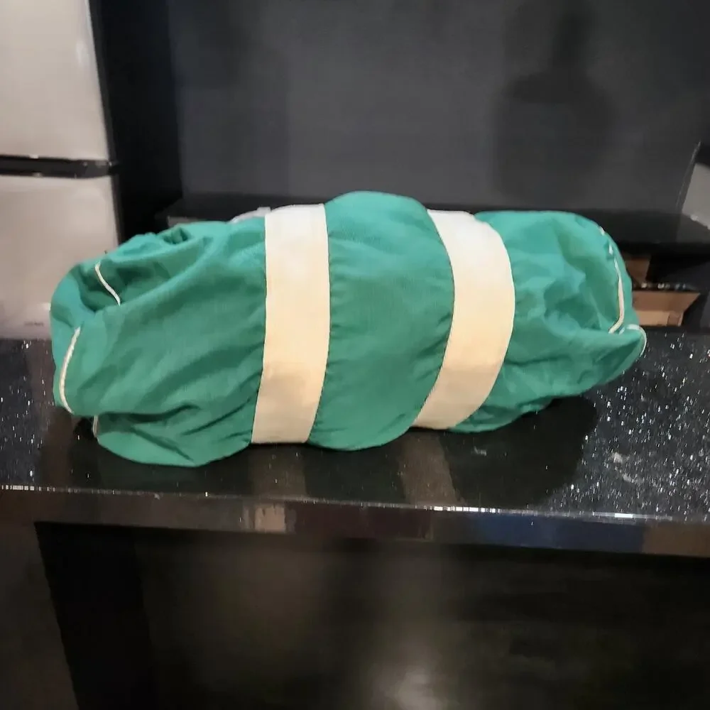 VTG 60s? LL Bean Script Sawtooth Green Duffle Gym Bag Full Zip 1960s USA‎ Made